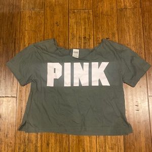 Victoria Secret Pink green oversized t-shirt ,2 slits on the front bottom sides